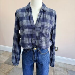 Abercrombie & Fitch Blue Plaid Button Front Shirt Long Sleeve Casual Top Size M